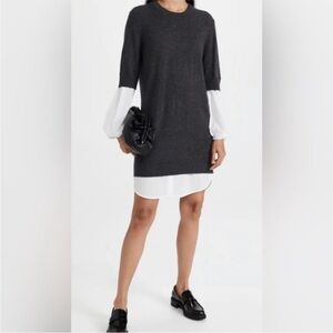 Brochu Walker charcoal gray Ebella Layered wool cashmere sweater Dress sz xs